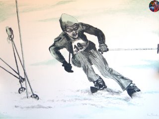 076 - Lo Sciatore - cm. 50x70 - Litografia (Lithography)